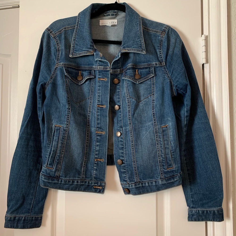 Ann Taylor Loft stretch jean jacket, size M